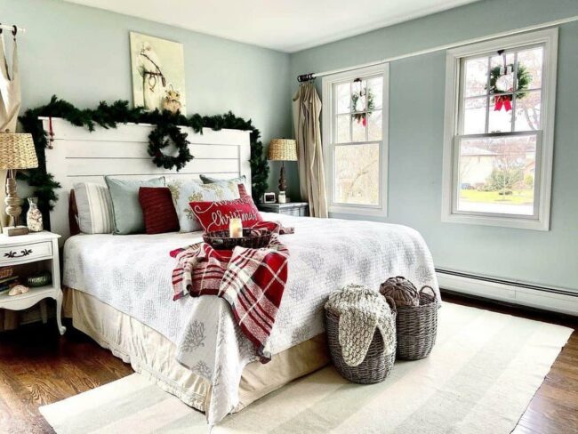 Winter Blue Bedroom Holiday Charm