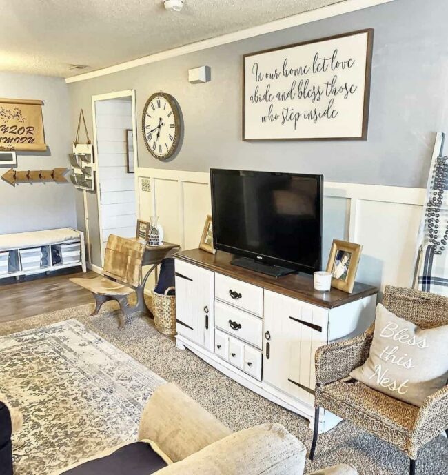 Midnight Blue Geometric Wood Console