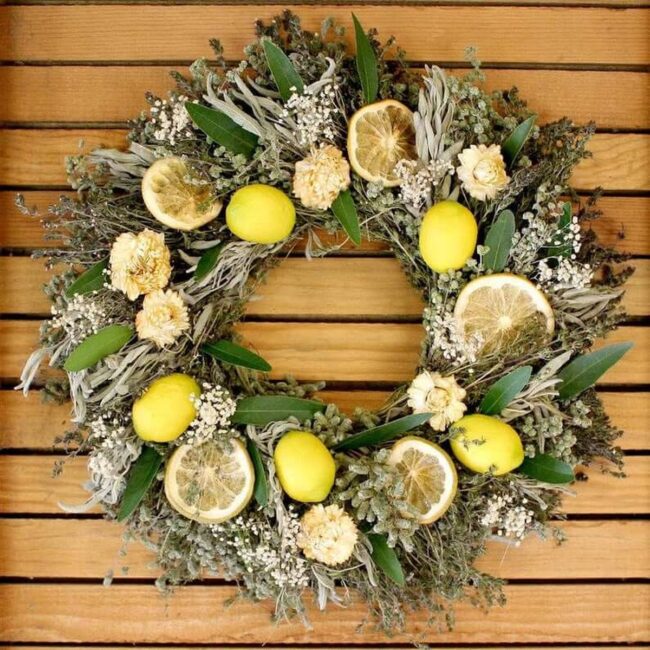 Zesty Lemon Green Herb Wreath