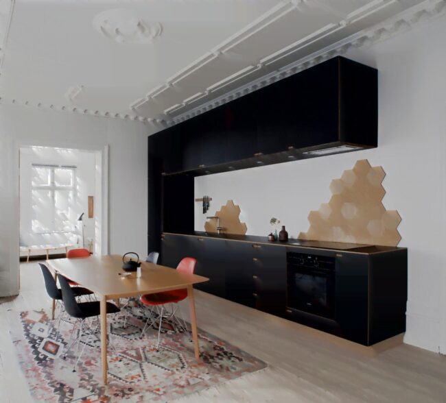 Crimson Chairs Electrify Neutral Kitchen