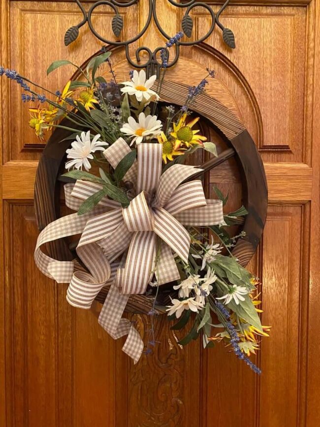 Rustic Wagon Wheel Wildflower Wreath