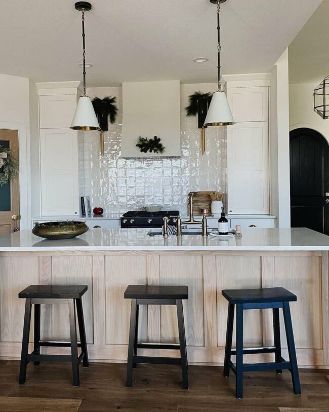 Soft Timber Tones Black Accent Kitchen