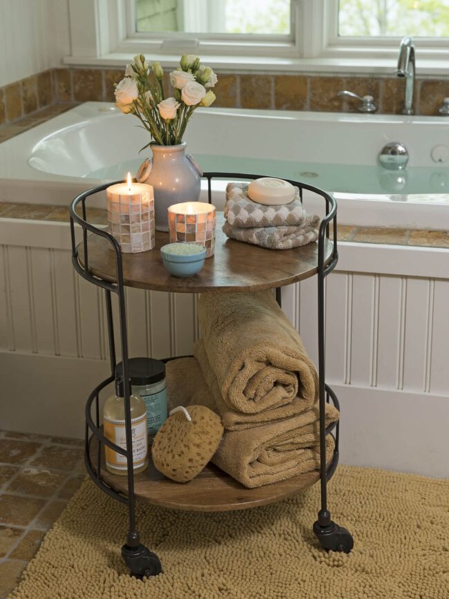 Rustic Rolling Wooden Towel Station