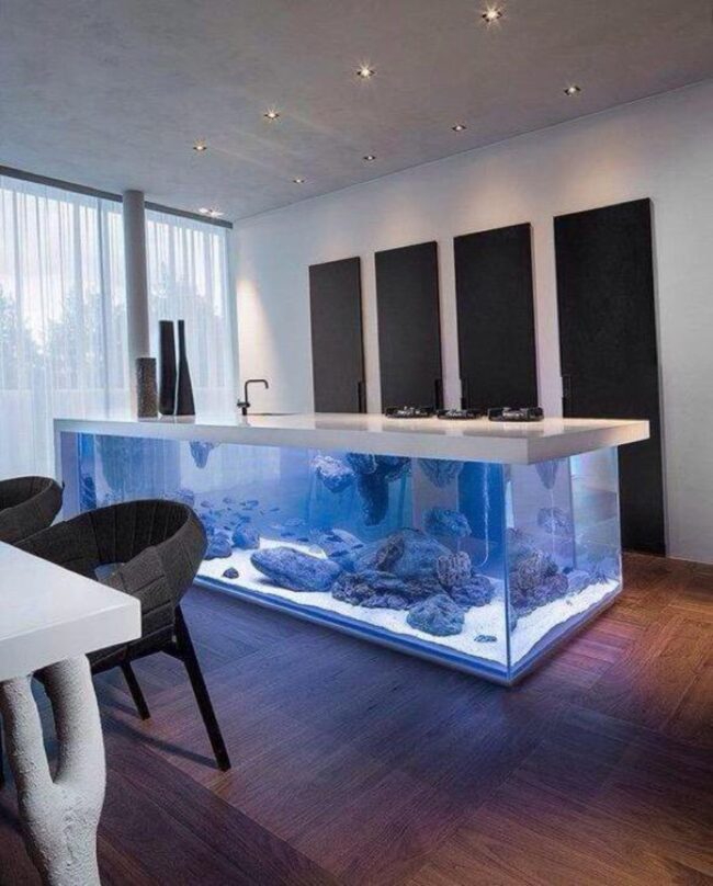 Underwater Kitchen Island Aquarium Design