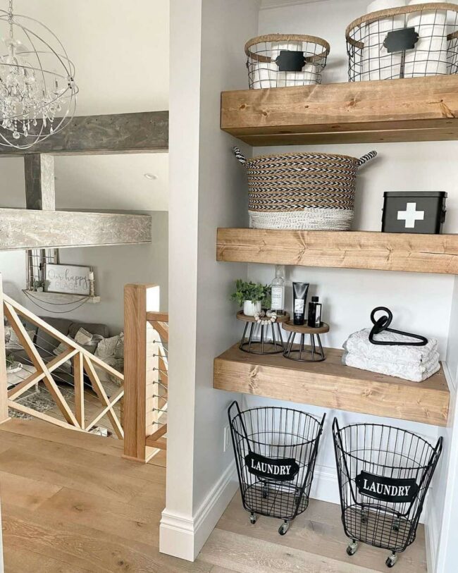 Floating Wood Shelves Laundry Sanctuary