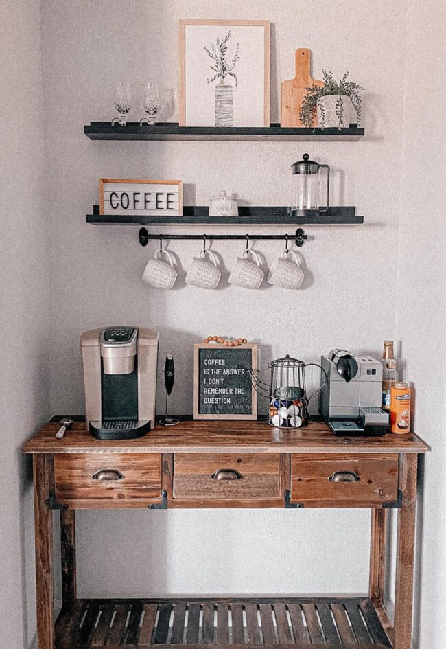 Copper Shelves Vintage Coffee Corner