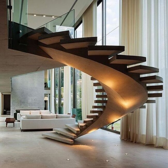 Metallic Curves Floating Architectural Statement