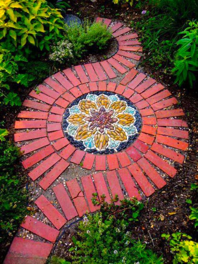 Mosaic Stone Pathway Blooms Brilliantly