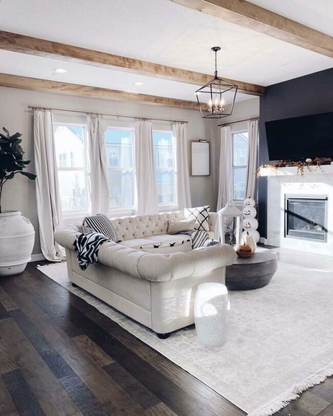 Black Lantern Frames Industrial Living Space