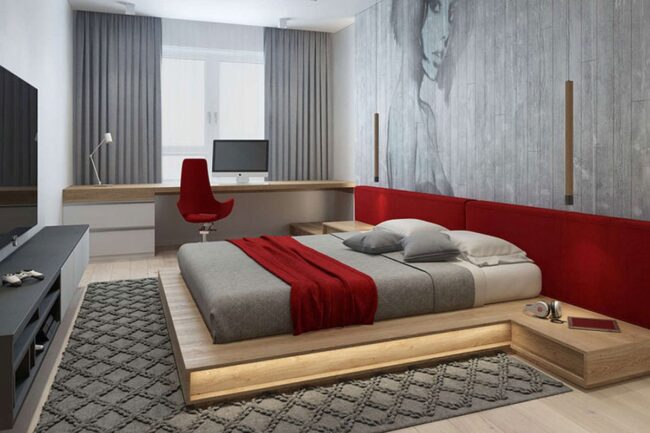 Crimson Charcoal Bedroom Rebellion