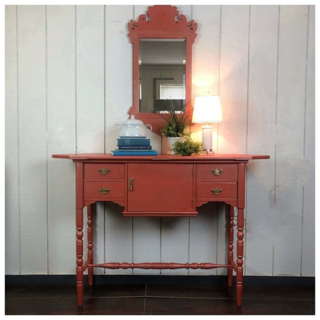 Retro White Wood Multi-Storage Table