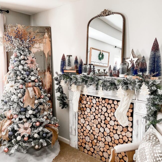Rose Gold Sparkle Winter Mantel Magic