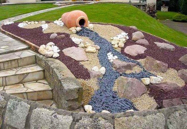 Flowing Pebble Stream: Colorful Landscape Art