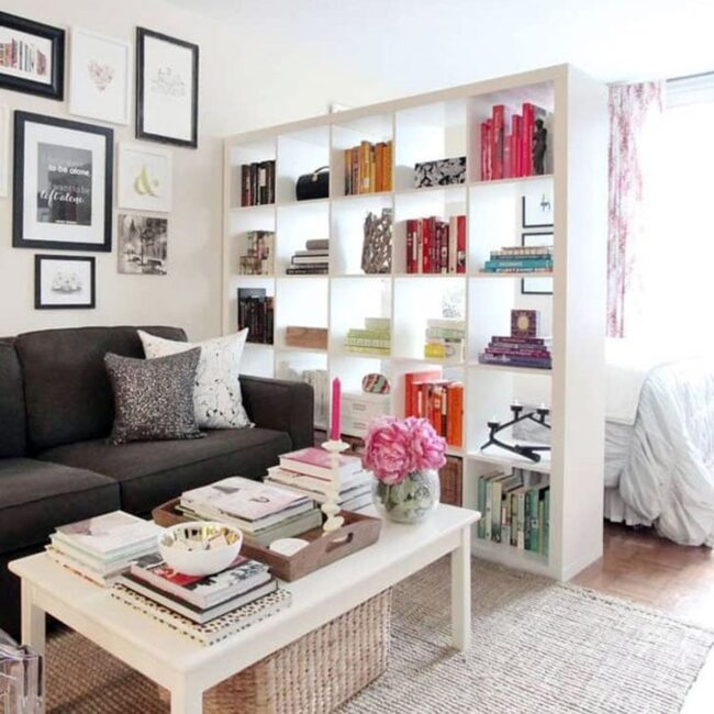 Metal Frame Divider Defines Studio Space