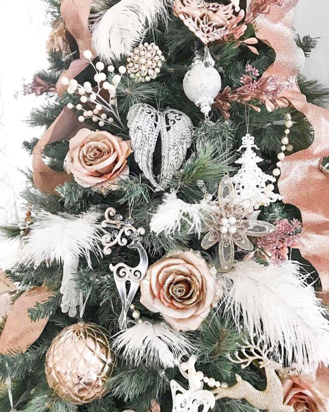 Rose Gold Blooms Christmas Ornamental Magic