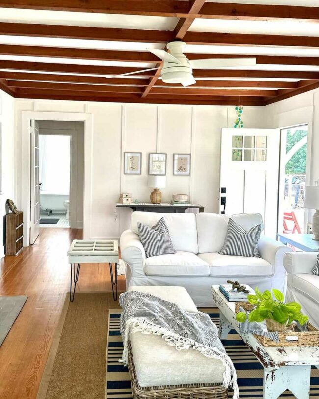 Weathered Wood Beams Embrace Home's Soul