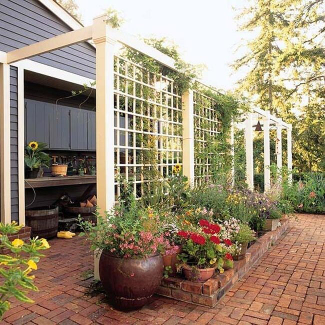 White Lattice Garden Privacy Sanctuary