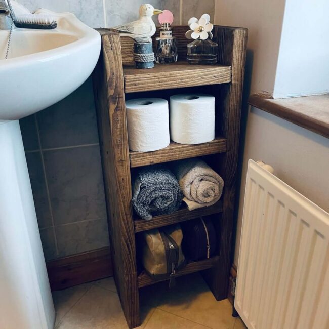 Rustic Wood Towel Ladder Shelf
