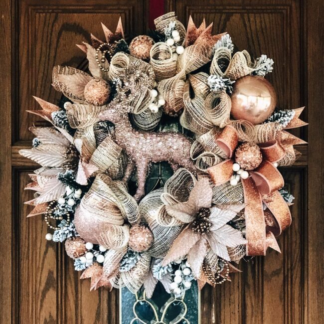 Rose Gold Shimmer Pine Wreath Magic