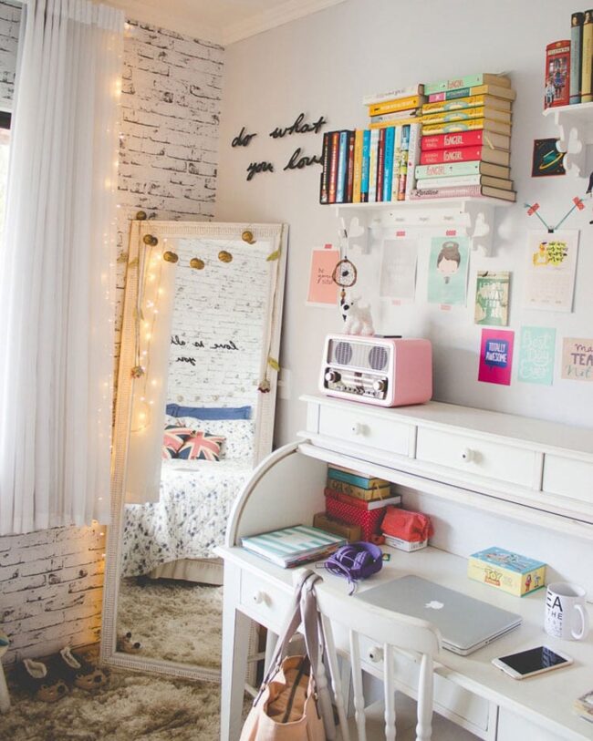 Soft Pastel Meets Raw Brick