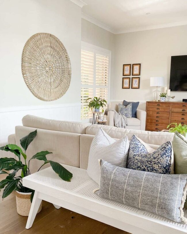 Blue Coastal Sanctuary with Woven Textures