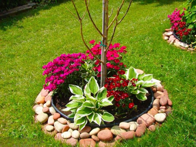 Pink Blooms Embrace Circular Garden Sanctuary