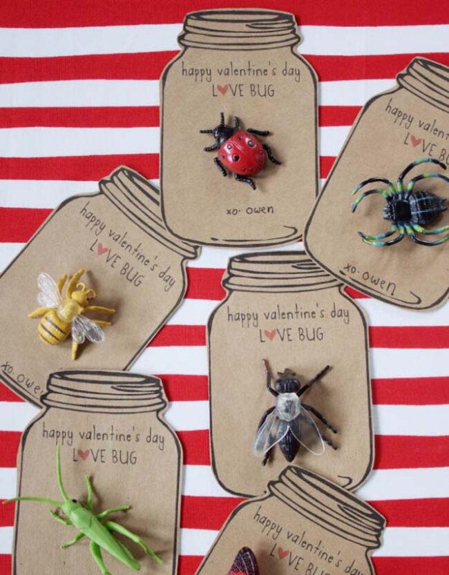 Quirky Love Bugs Paper Valentines