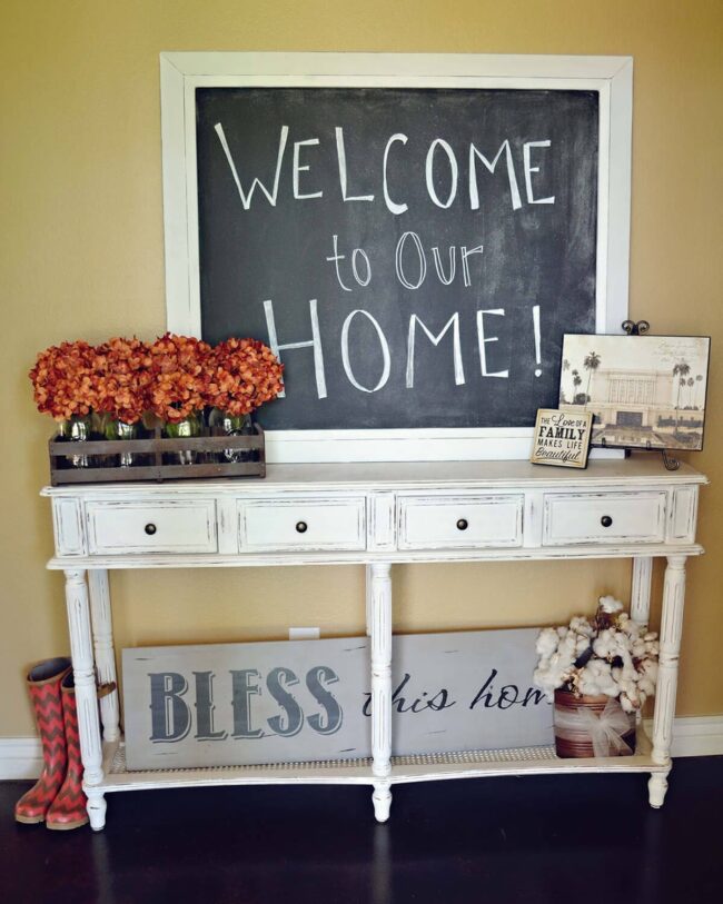 Weathered White Wooden Welcome Table