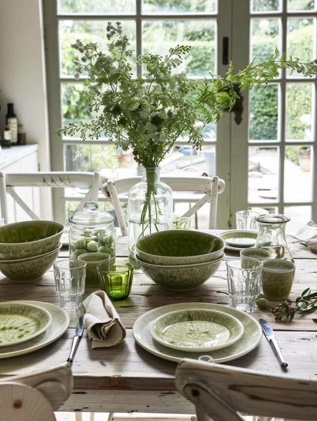 Verdant Whispers: Soft Green Dining