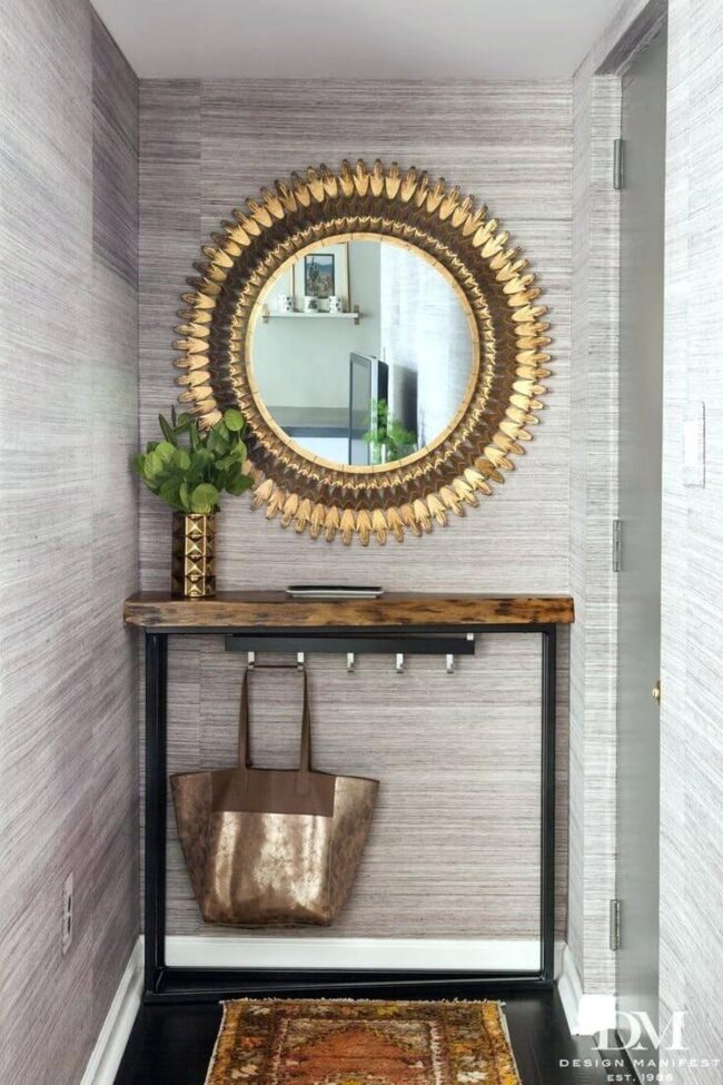 Golden Sunburst Mirror Entrance