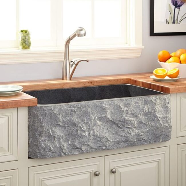 Stone Gray Kitchen Centerpiece Sink