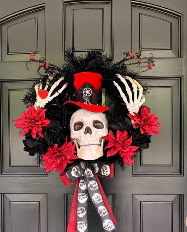 Red Skull Halloween Wreath