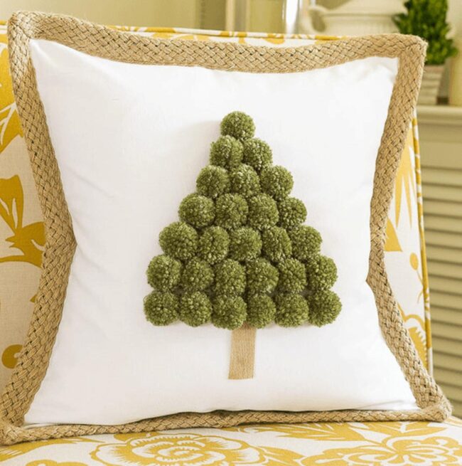 Green Forest Pom-Pom Pillows