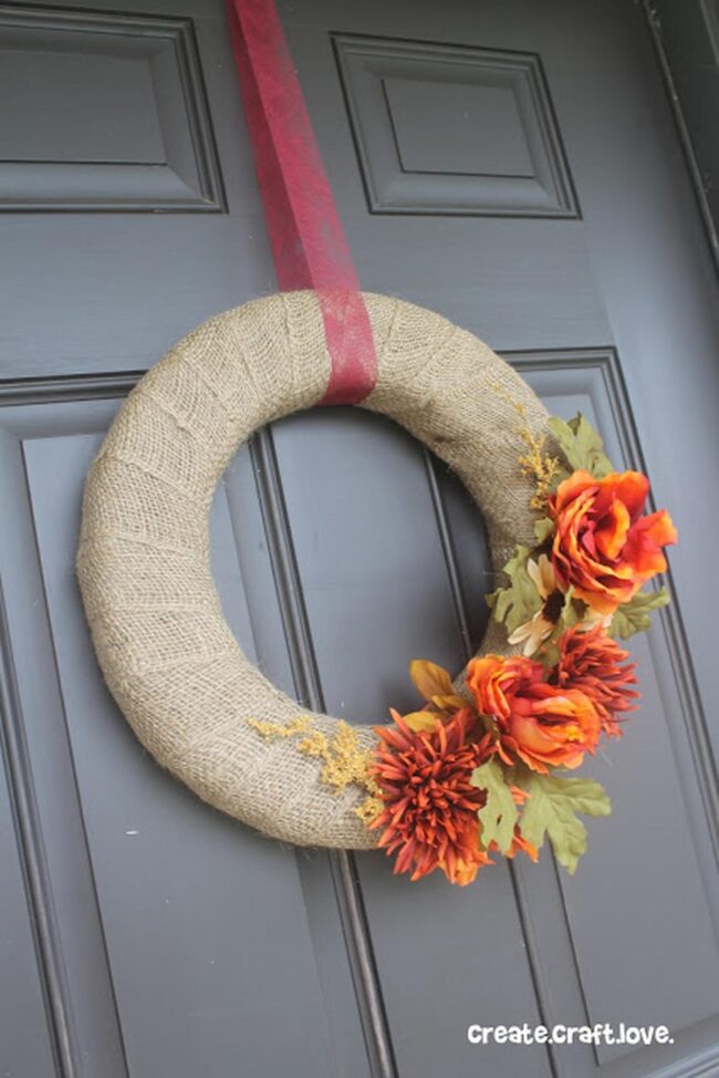 Copper Orange Flower Wreath