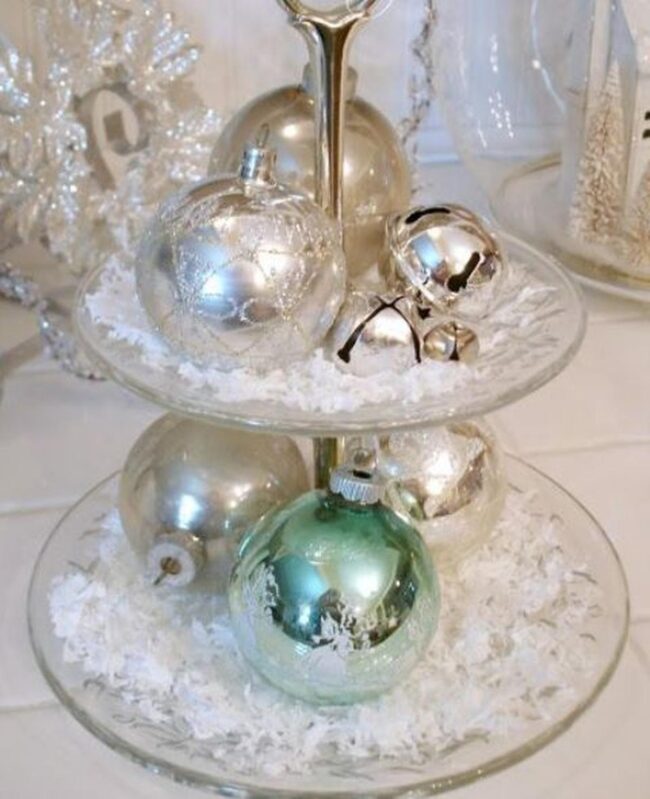 Silver Green Ornament Display