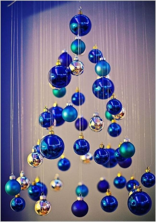 Silver Blue Cascading Spheres