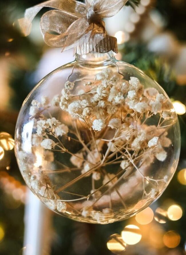White Floral Glass Ornaments