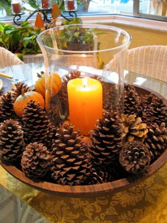 Amber Pinecone Centerpiece