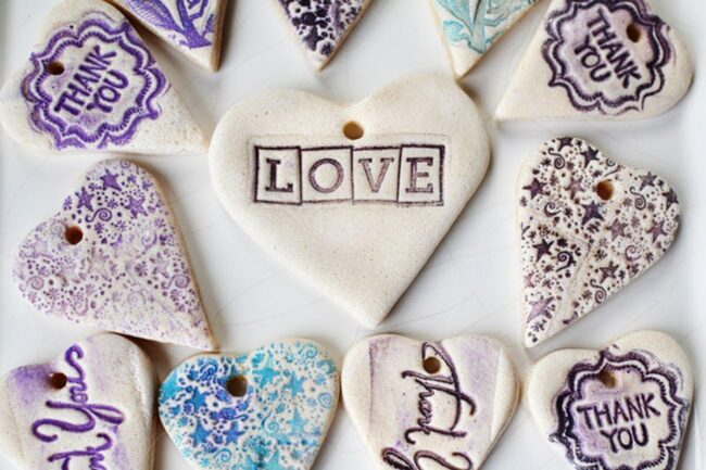 Purple Ceramic Hearts