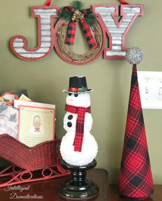 Plaid Snowman Metallic Joy
