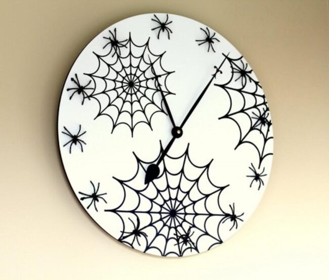 Dark Spider Webs Clock