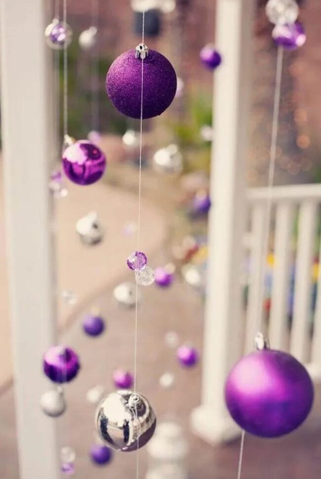 Purple Silver Ornaments