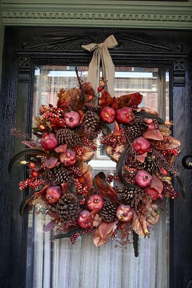 Crimson Pinecone Wreath