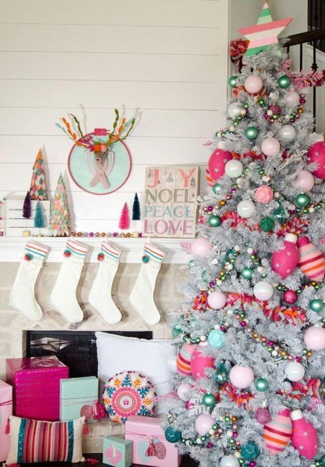 Pink Green Holiday Decor