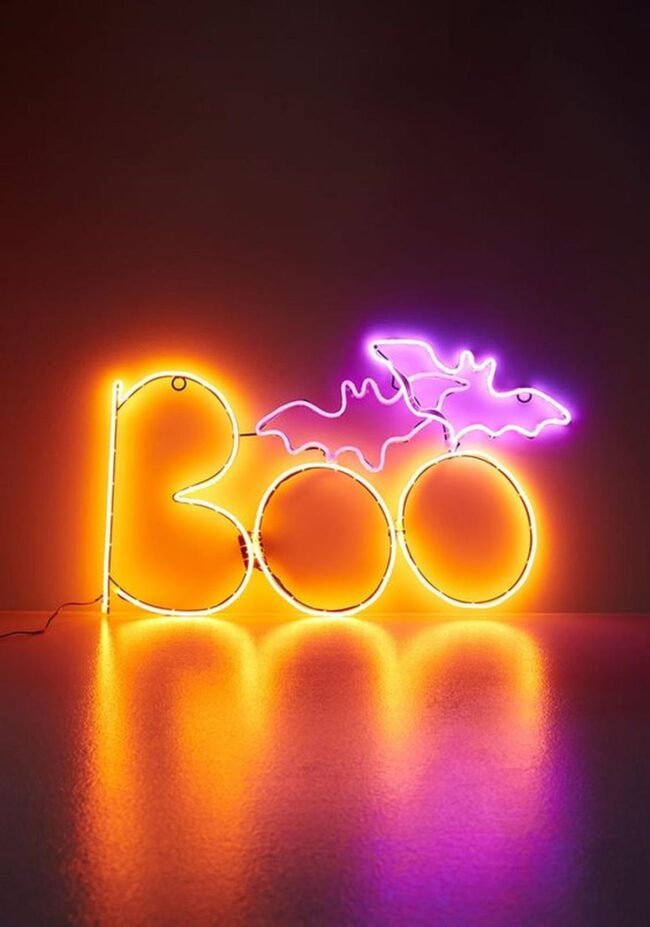 Neon Bats Halloween Sign