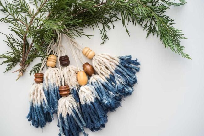 Soft Blue Wooden Tassels