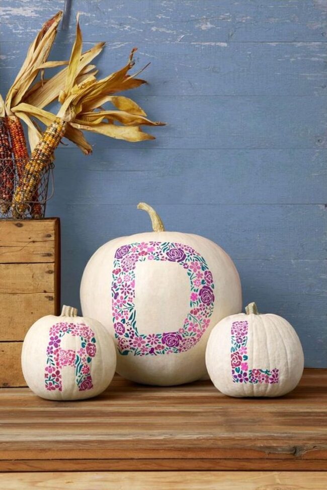 Floral Monogram Pumpkins