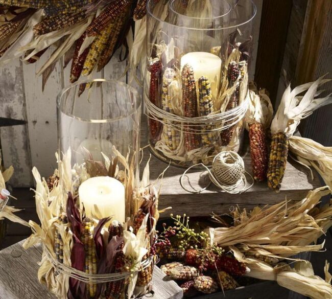 Corn Husk Candle Display
