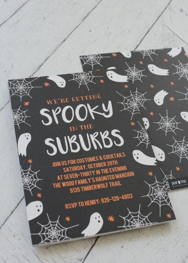 Ghostly Spider Web Invites