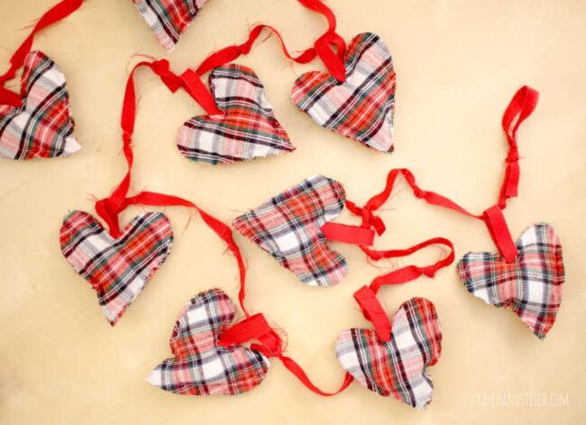 Handmade Fabric Hearts Red